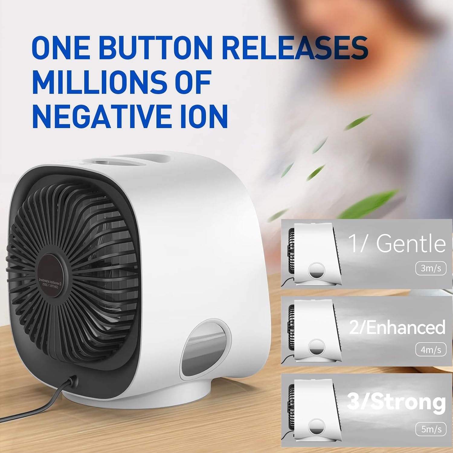 Hand pouring water into the top of a white Generic Portable Air Conditioner M201.