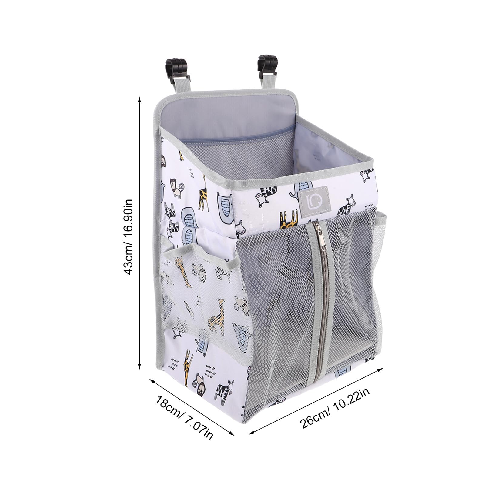SUPVOX Bolsa de Almacenamiento para Cuna de Organizador Colgante para Pañales con Patrón de Zoológico para Cambiador de Corralito y Habitación Infantil
