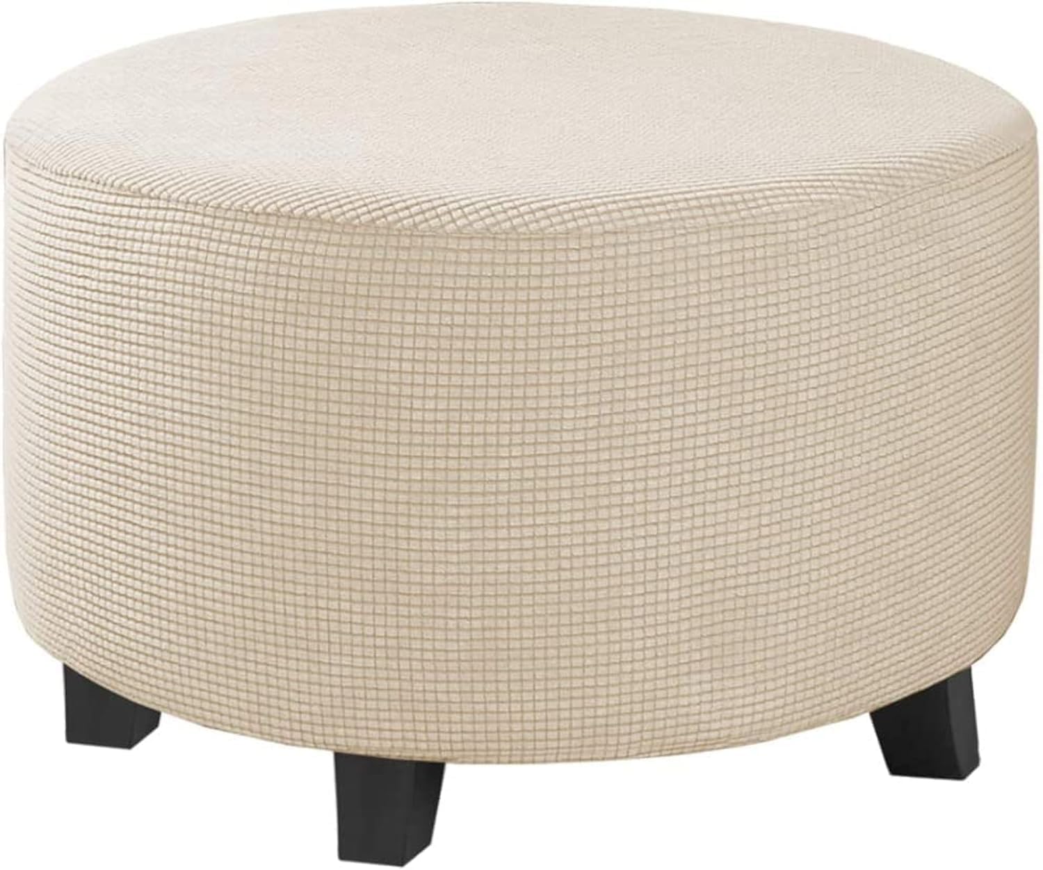 ADPON Ottoman Cover Stretch Ottoman Slipcover Round Ottoman Storage Cover Folding Stool Covers Furniture Protector Cover for Footrest Ottoman (Large,Light Grey)