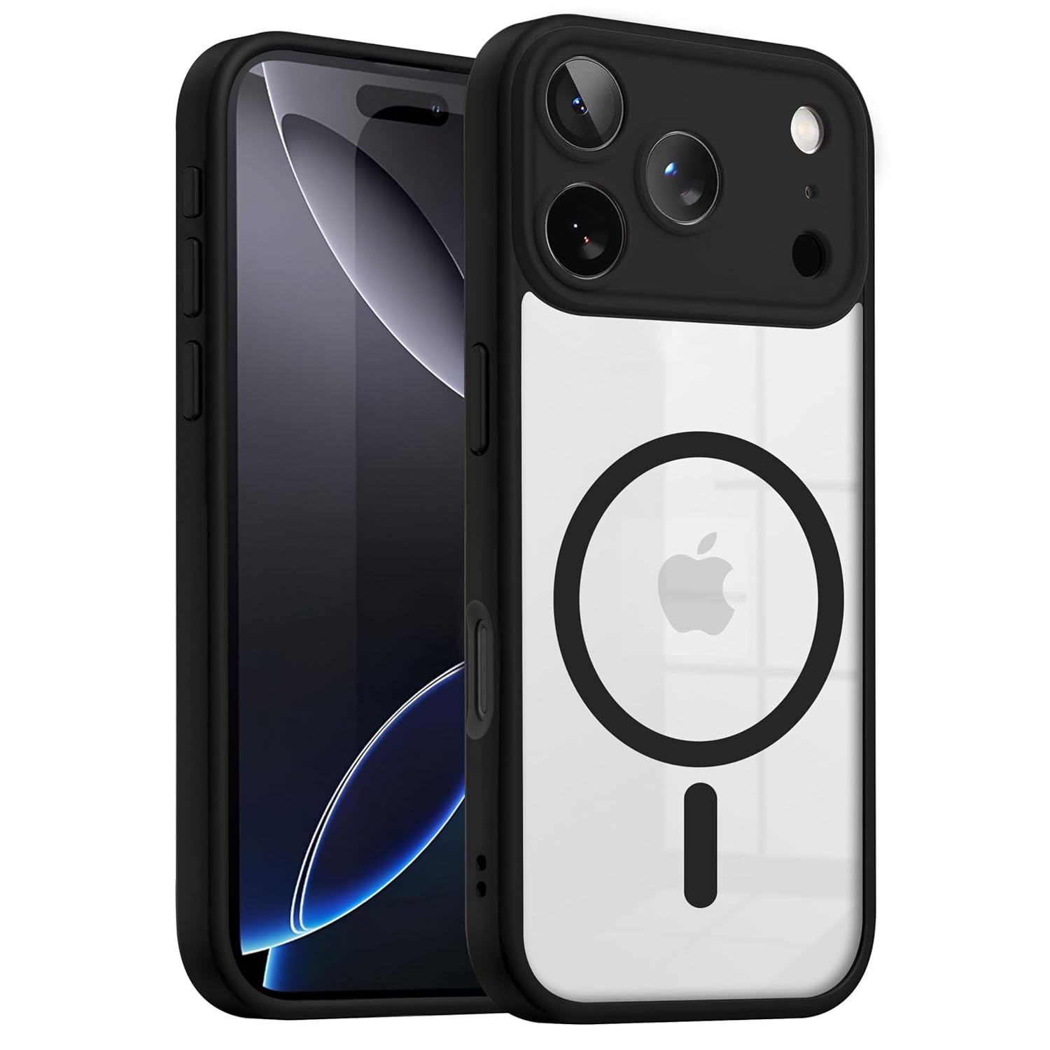 V-TAN Back Cover for Apple iPhone 17 Pro Max | TPU | Transparent Magnetic case | Slim Shockproof Compatible with Apple iPhone 17 Pro Max (Black)