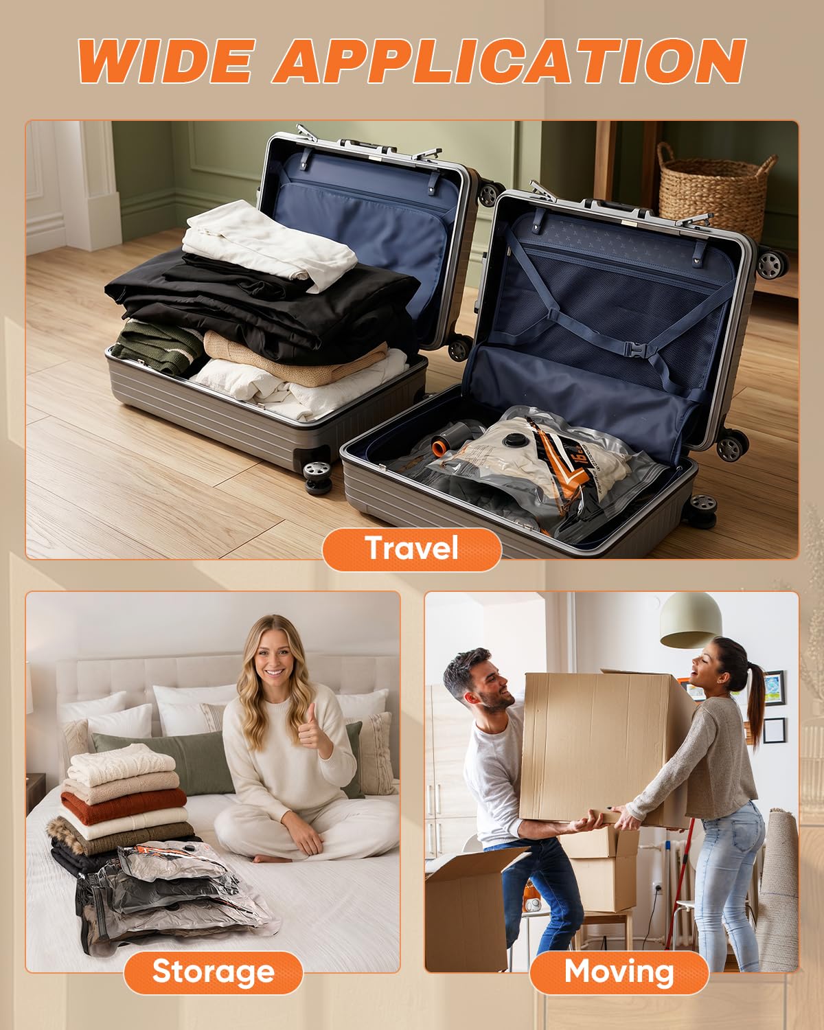 Saker Bolsas de almacenamiento al vacío, bolsas de vacío para viajes, juego