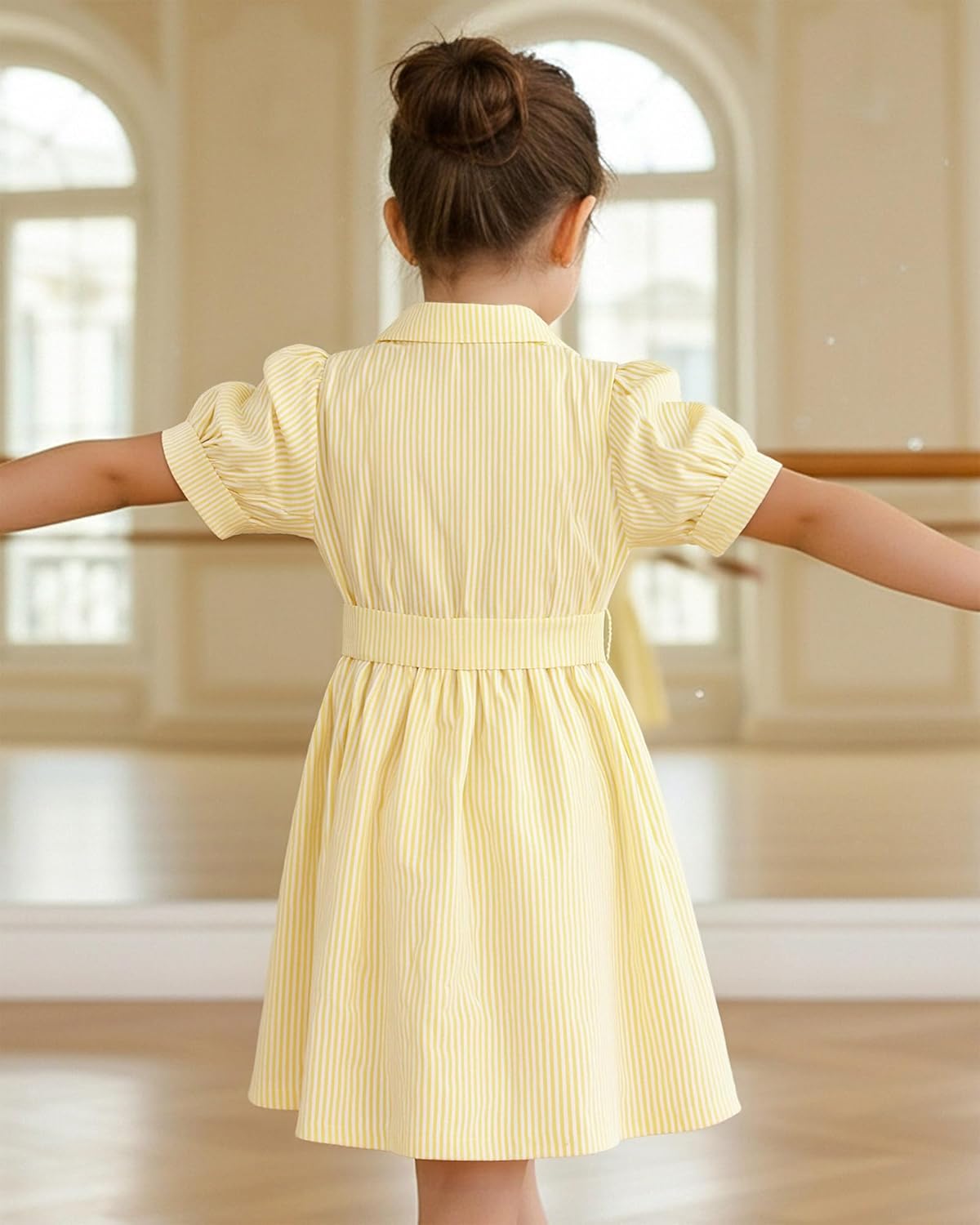 Kucnuzki Girls Summer Spring Dresses Toddler Girl Clothes Short Sleeve Button Up Casual Preppy Sun Dress Summer Outfits - Image 3