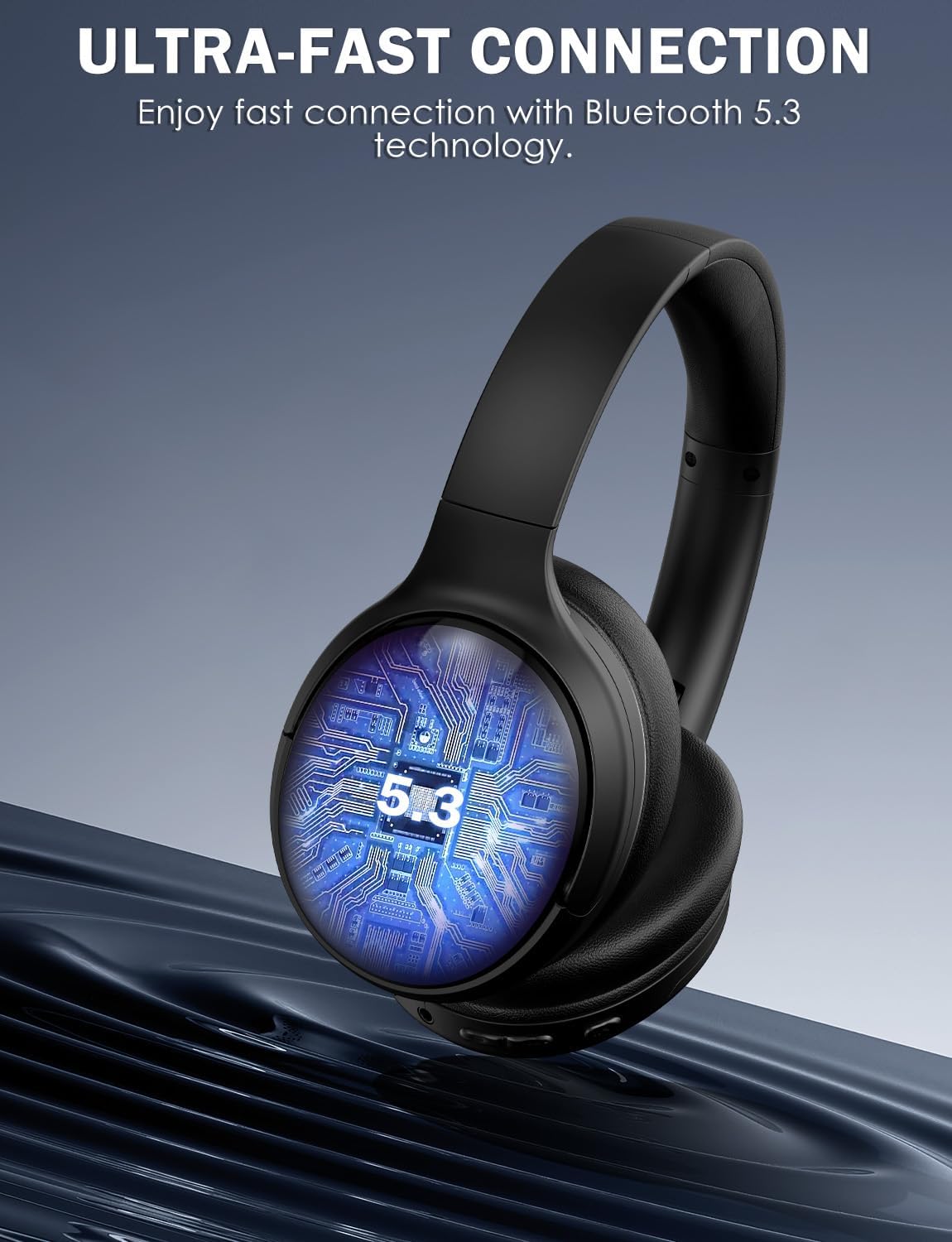 Bluetooth Headphone with Cool RGB Light, Foldable Lightweight Wireless Over Ear Headphone, 90° Rotatable Earcups, HiFi Stereo with Deep Bass Audio for Travel, iPad Cellphone Laptop PC