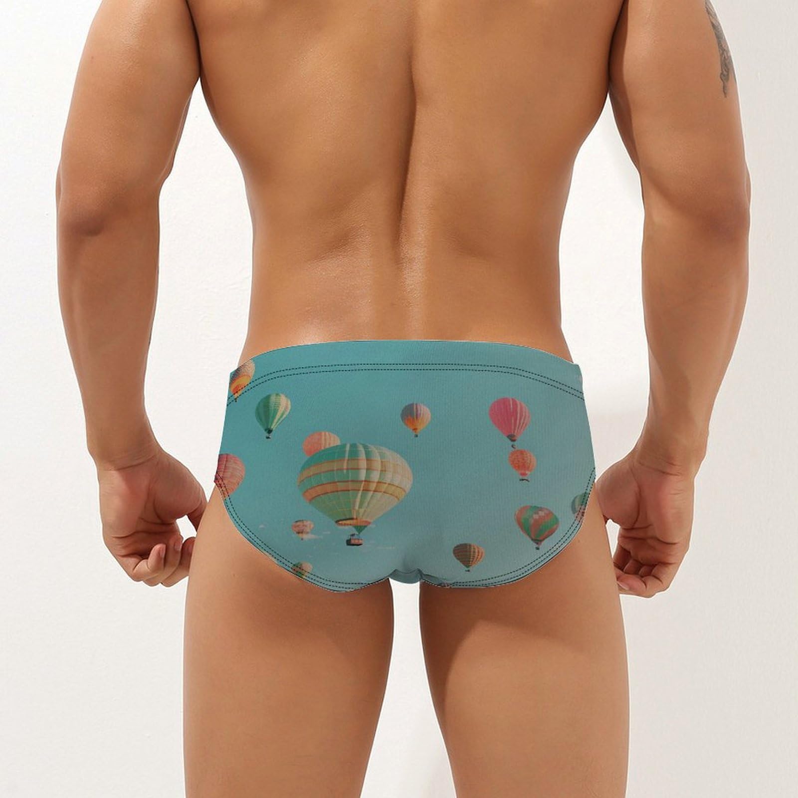 Hot Air Balloon Mens Swim Briefs Quick Dry Swim Trunk Bikini Underwear Swimsuit XL