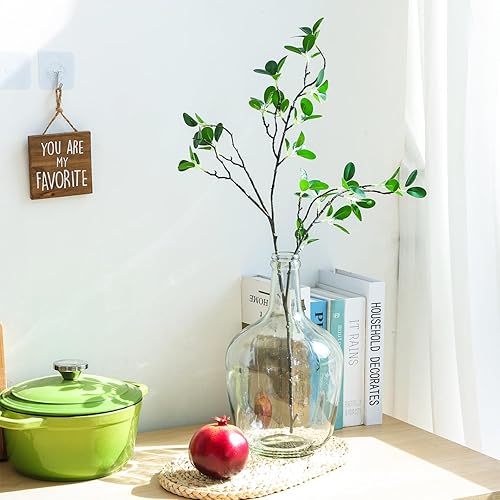 Miniatura 5 de CEWOR Jarrón grande de vidrio transparente para piso, jarrón alto transparente de granja de 12 pulgadas para centro de mesa decorativo, jarrones de