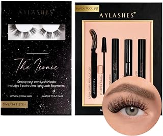 AYLASHES - DIY Wimpernextensions Starter Set THE ICONIC | 6 Paar Wimpern, Applikator, Wimpernkleber,...