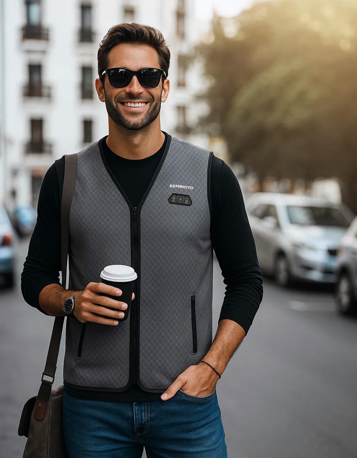 Chalecos Calefactables KEMIMOTO para Hombre 6 Zonas de Calor, Esquí Pesca Moto (Sin Batería)