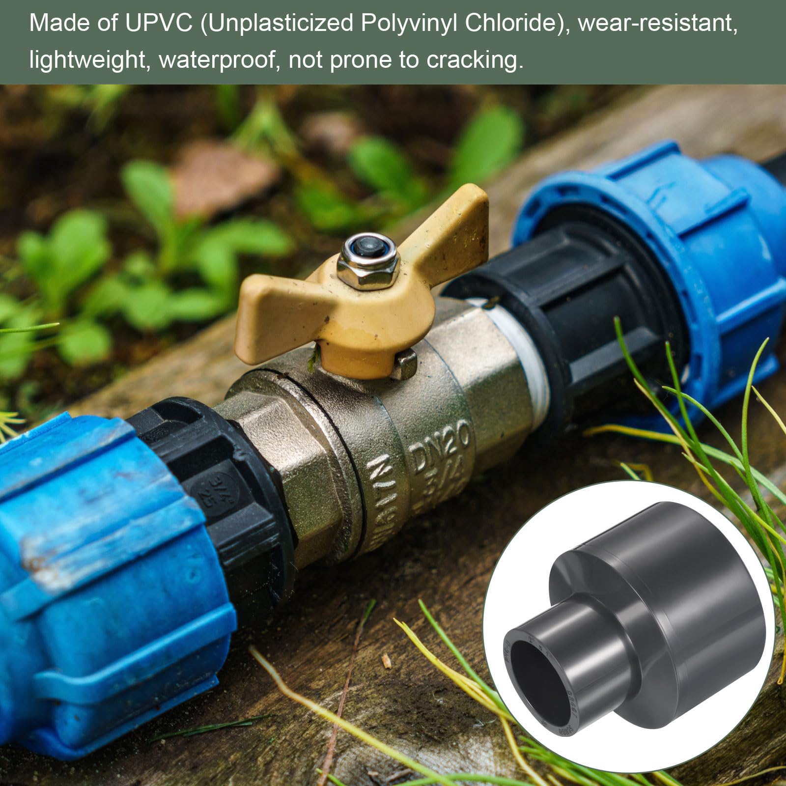 YOKIVE UPVC Reducer Fitting, Straight Adapter Connector Connect Pipe Socket Schedule 80, Great for Bathroom Kitchen - Image 4
