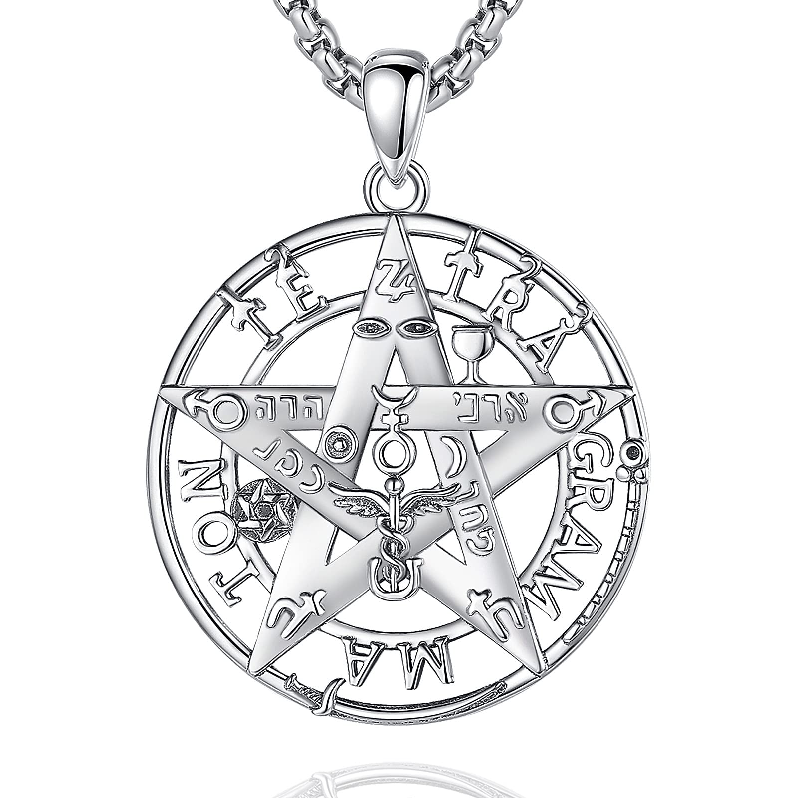 CELESTIA925 Sterling Silver Tetragrammaton Pendant/Tetragrammaton Rings/Masonic Necklace/Pentagram Jewelry for Women Men