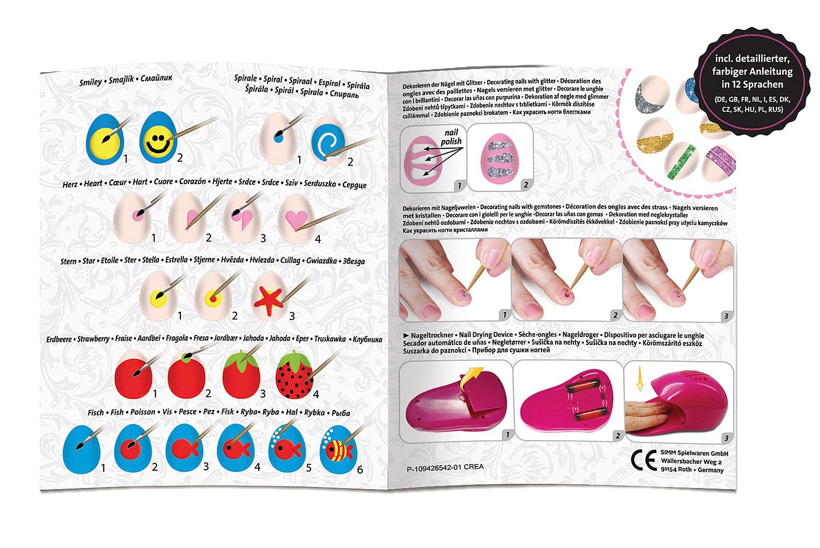 Lena 42654 Super Mani Pedi Nail Salon, 4 w 1 studio paznokci dla dzieci, kompletny zestaw do upiększania paznokci, salonu paznokci dla dziewczynek od 8 lat, pielęgnacja paznokci