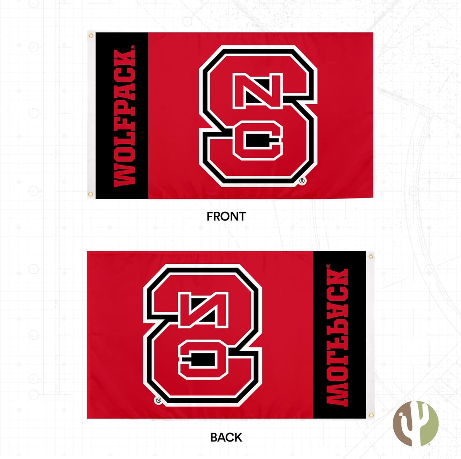 Desert Cactus North Carolina State University Flag NCS Wolfpack Flags Banners 100% Polyester Indoor Outdoor 3x5 (Team Name) - Image 2