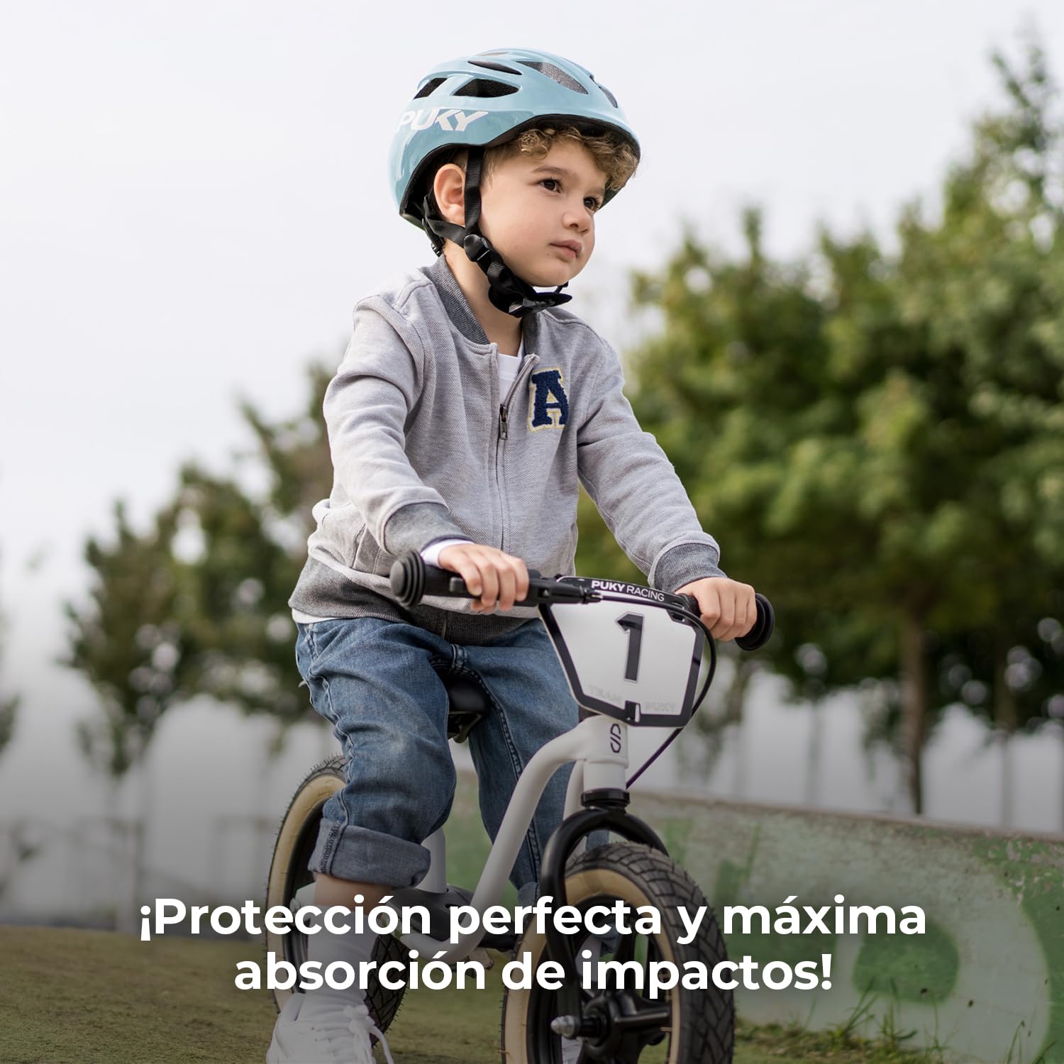 Puky Casco de Bicicleta Infantil de 48 – 55 cm, Peso Ligero 220 g, máxima protección y ventilación, Visibilidad de 360° Mediante módulo de luz, Ideal para Seguridad y Comodidad en la Bicicleta