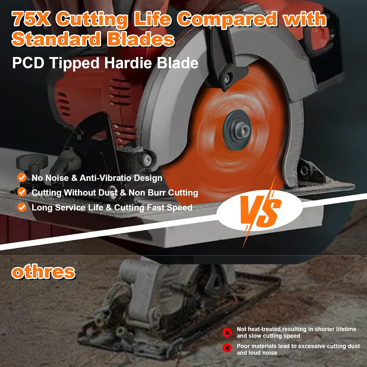 2 Pack 6-1/2 Inch 4T PCD Tip Hardie Fiber Cement Circular Saw Blade with 5/8-Inch DMK Arbor, for Diablo 6-1/2'' Circular Saw Blade D0604DH, Polycrystalline Diamond Tipped Teeth, for Laminate Flooring