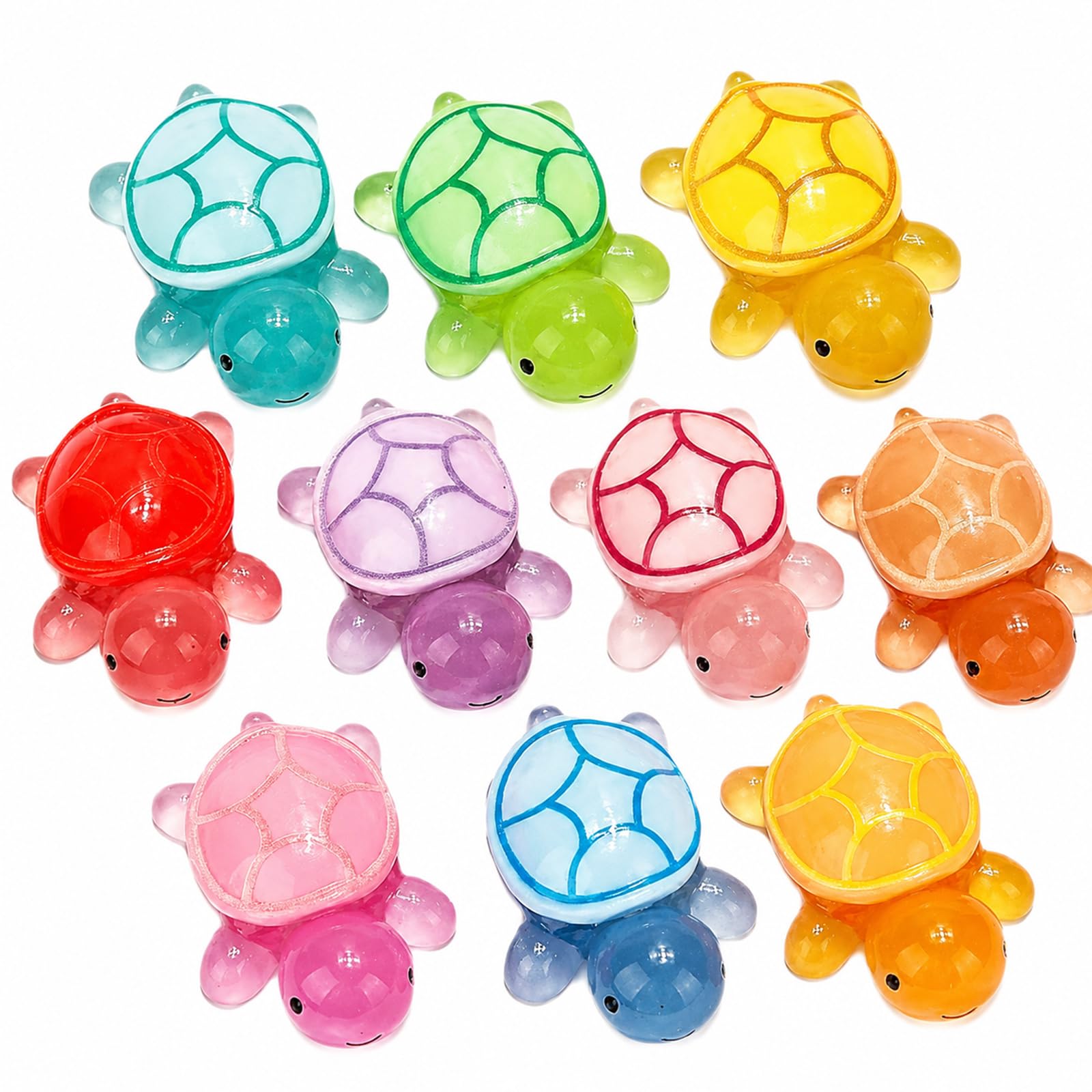 Mistillion 10 Pack Luminous Mini Resin Turtle Figures, 4.6cm Glow in the Dark Sea Animal Ornaments for Home Garden Aquarium Dollhouse DIY Craft Decor