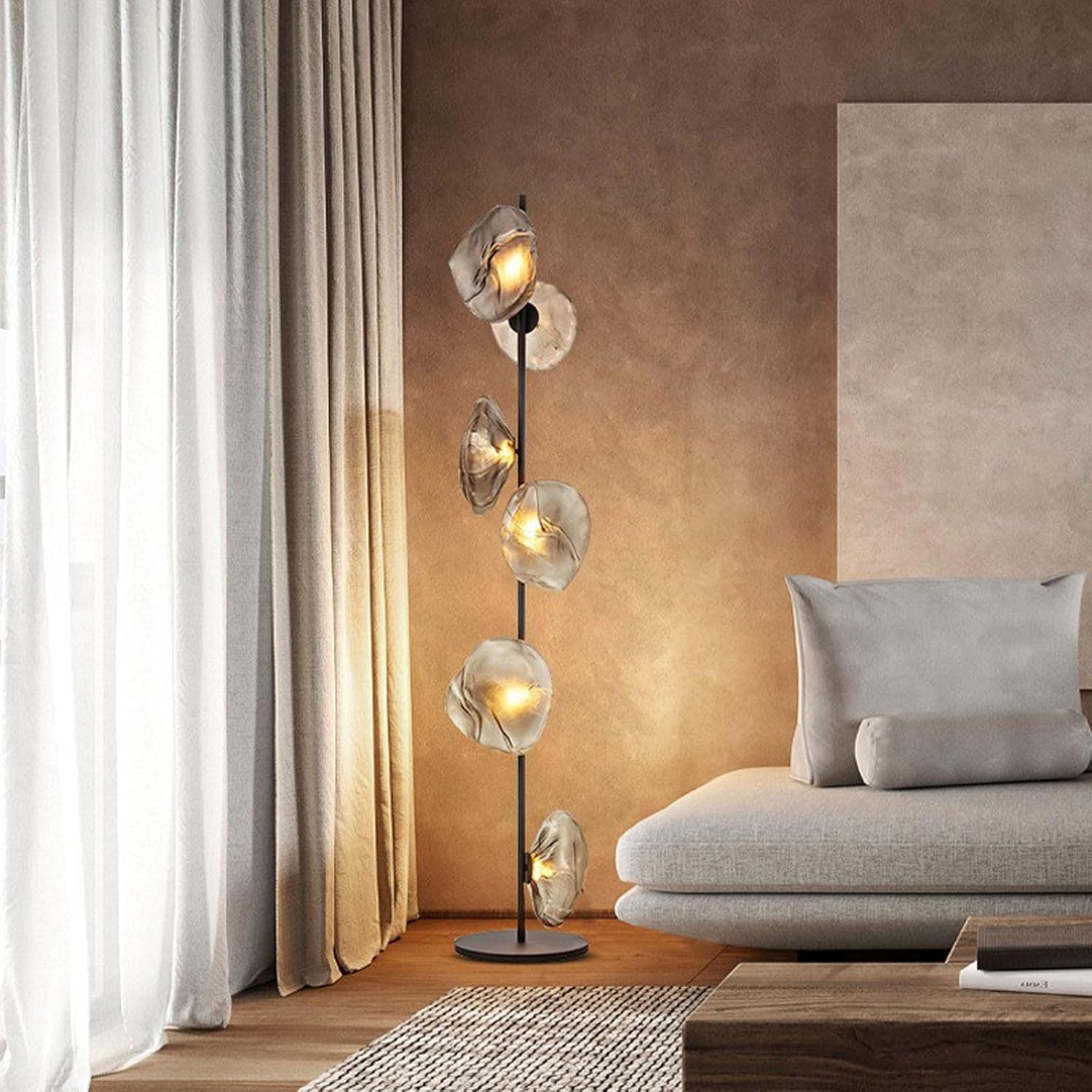 Italian Light Luxury Corridor Living Room Floor Lamp 3/6 Light Source Simple Bedroom Bedside Standing Lamp Office Backdrop Torchiere Showroom Villa Decoration Lighting Fixture
