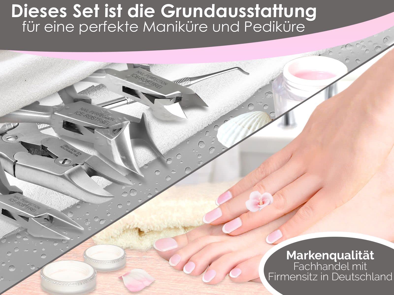 Pediküre Fußpflege-Set 6-teiliges Fußpflegeinstrumente-Set aus Edelstahl.