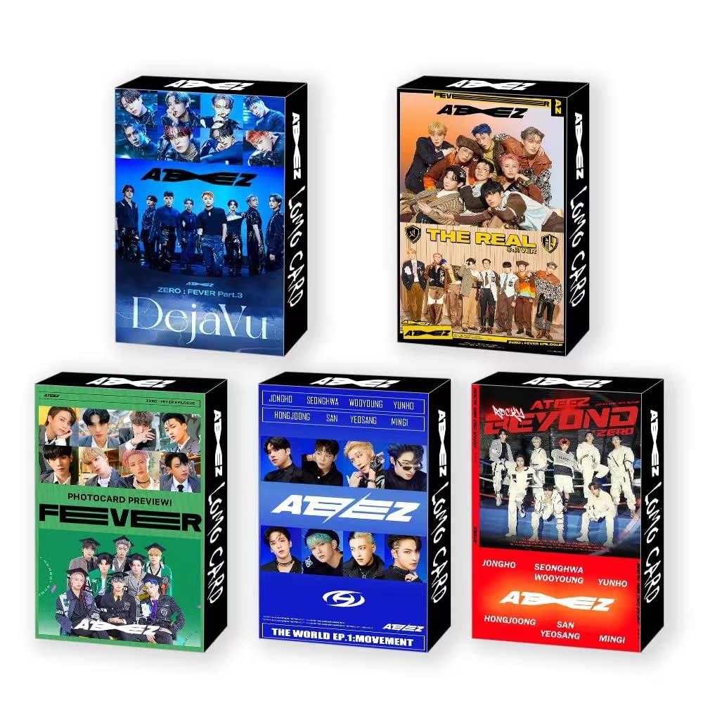 HOMRAA 5 Pack/150 Pcs Lomo Card Kpop Photocards Greeting Card with Postcards for Ateez