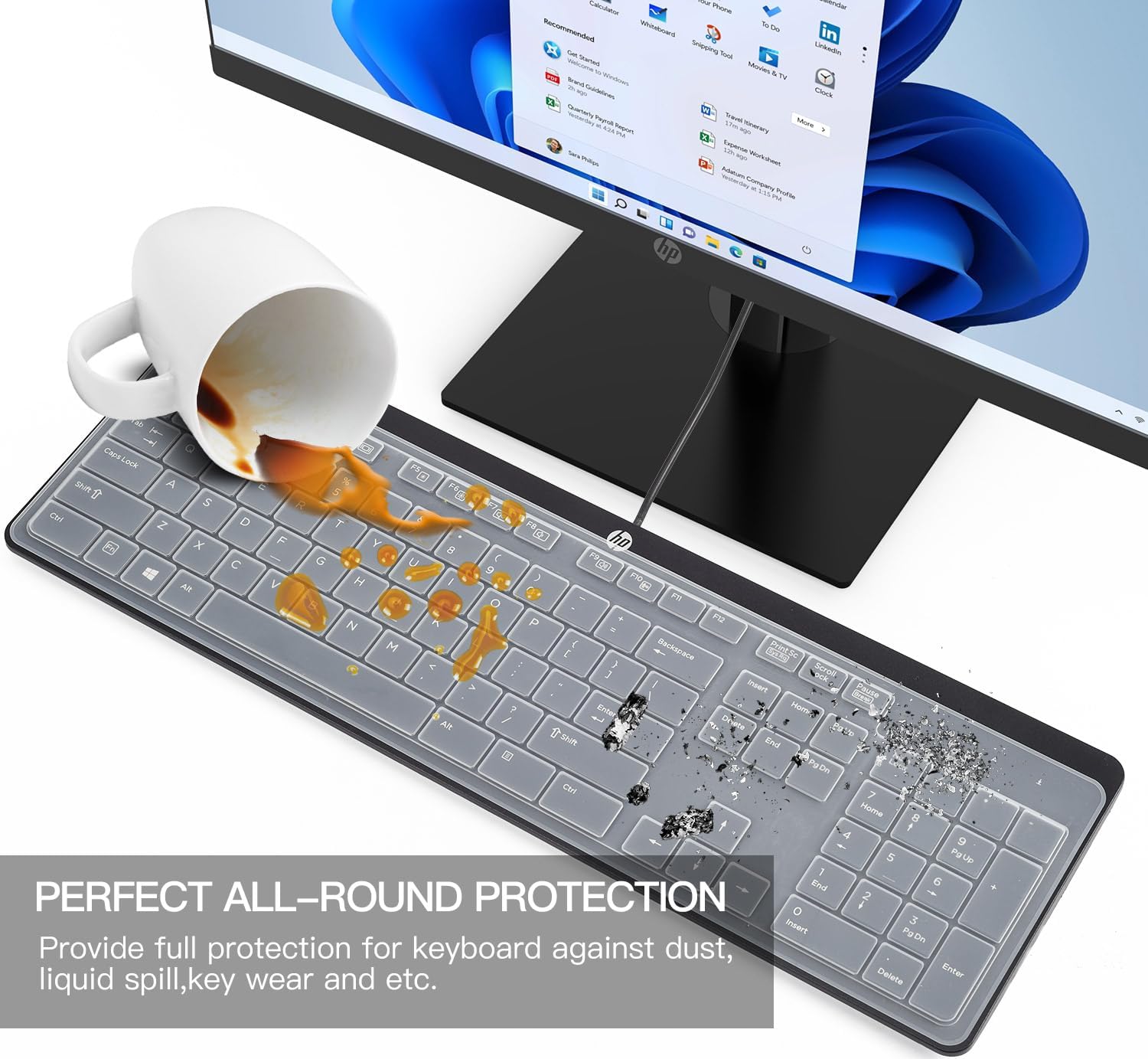 CaseBuy Keyboard Cover For HP USB Slim Business Keyboard KU-1469 SK-2120 KB-1469 803181 And HP EliteOne 800 G4 All-In-One PC, Clear Silicone