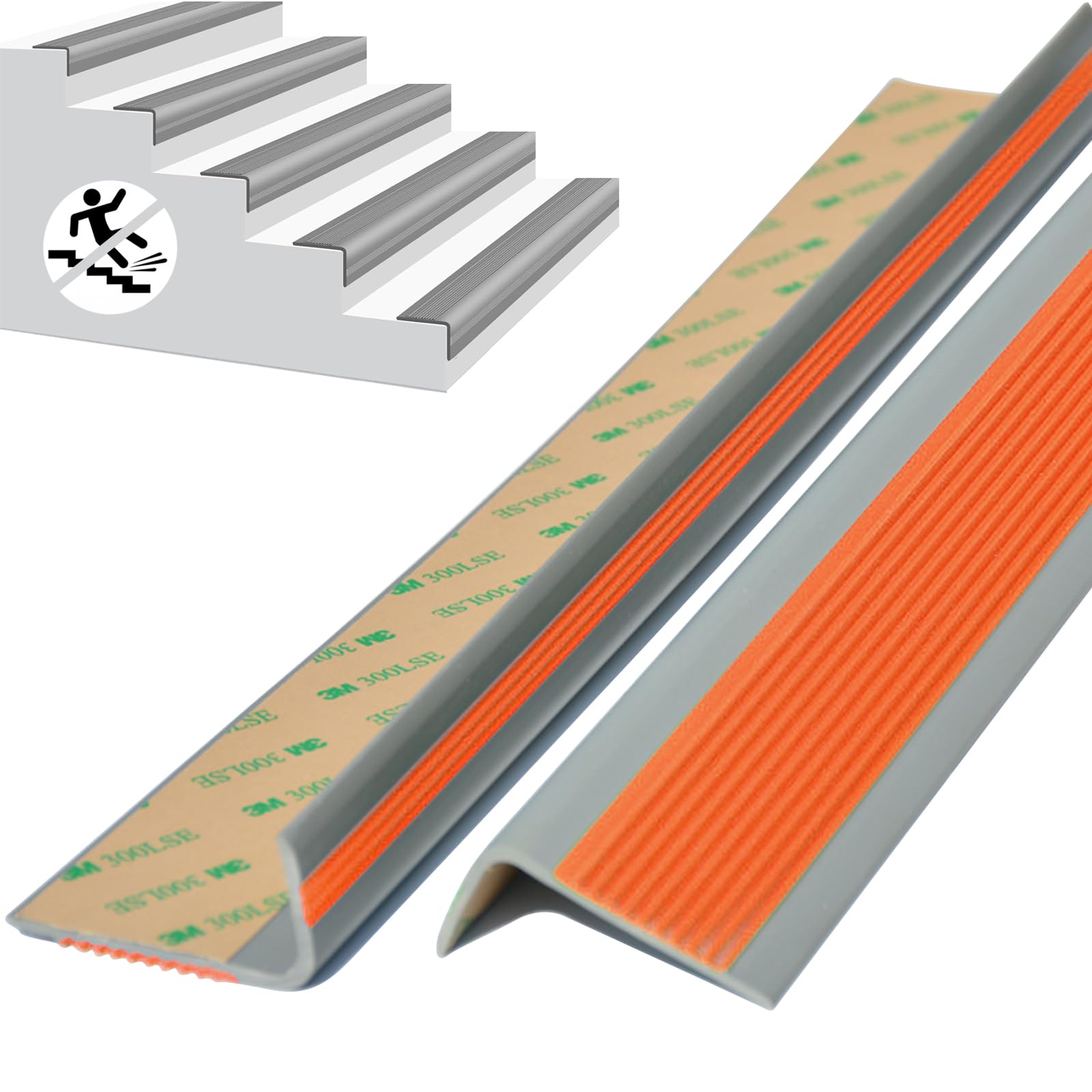 Perfil de borde de escalera autoadhesivo, autoadhesivo de borde para escaleras en Forma de L, Tiras antideslizantes para peldaños, Esquina para cantos (10 m)