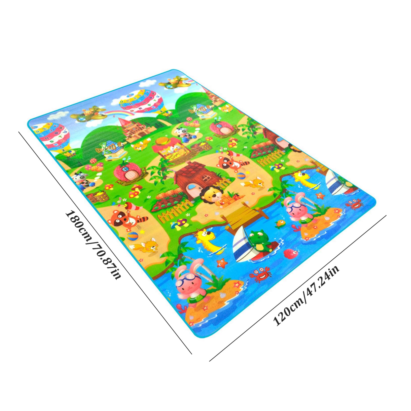 Tappetini in schiuma, tappetini da gioco per bambini, 120x180 cm per bambini che strisciano educativi a 2 latili da faccia a 2 latene che imparano tappeti per la sala giochi per bambini piccoli