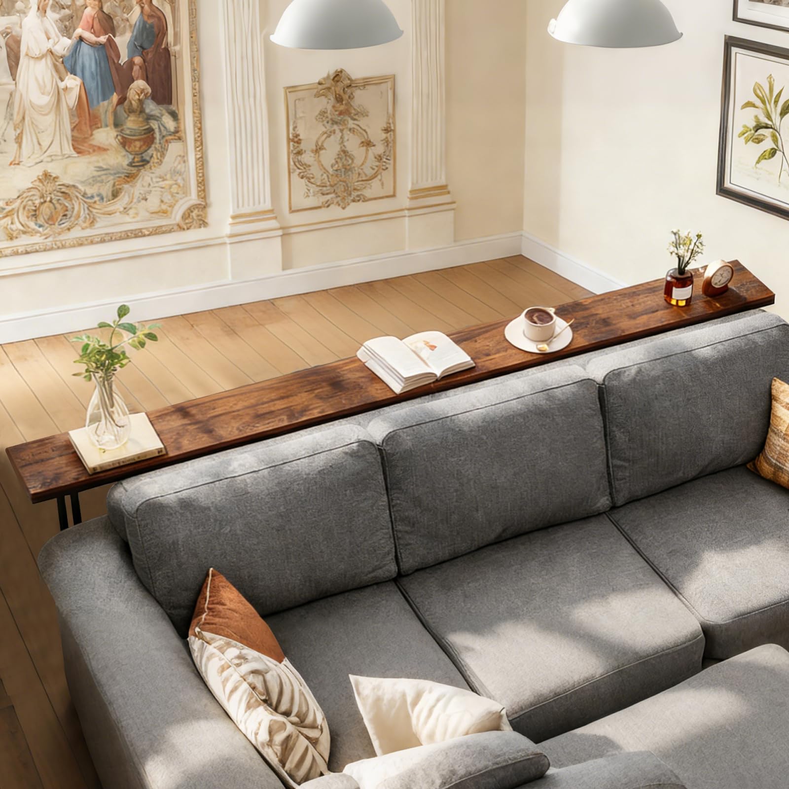 Consola de mesa industrial (180 cm, largo y estrecho para sofá, mesa de entrada, pasillo y salón, resistente, estable y fácil de montar