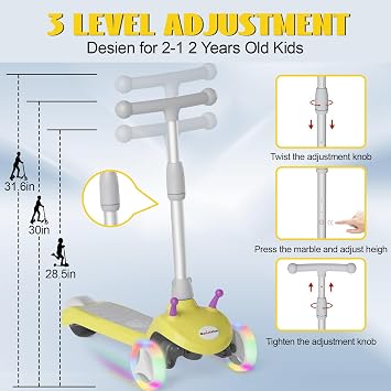 Kids Kick Scooter Ages 3-8, 3-Wheel E-Scooter