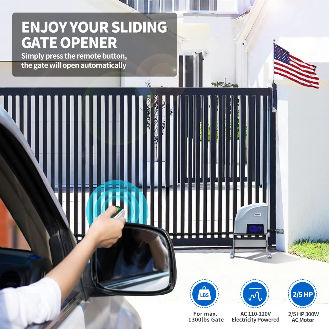 TOPENS CK500 Automatic Sliding Gate Opener Chain Drive Electric Gate