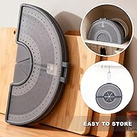 Vista 6 de Pantalla plegable con mango para sartén de 10, 11, 12 y 13 pulgadas, protector de aceite plegable doble, silicona sin BPA, agarre resistente al