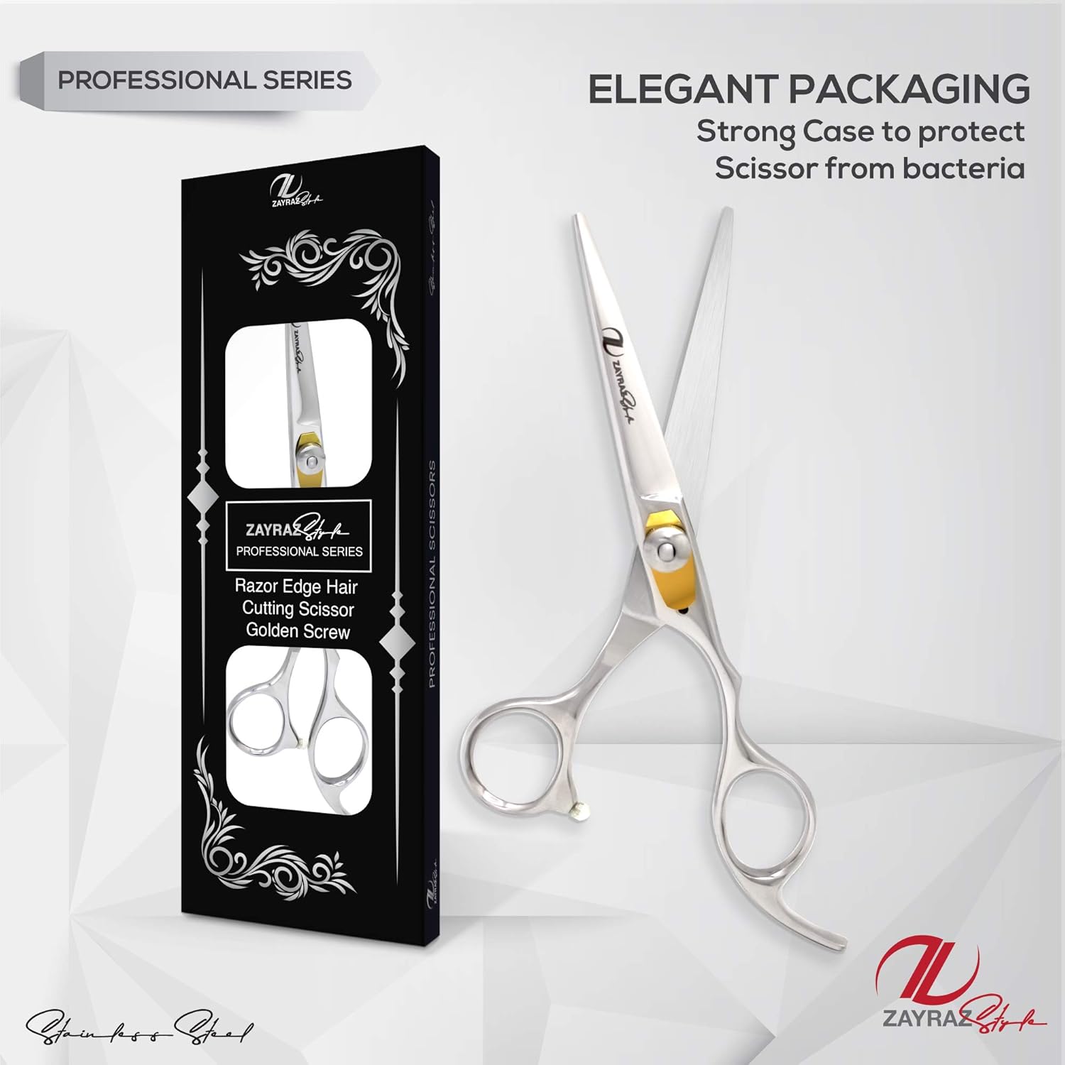 Professional Barber Razor Edge Hair Cutting Scissors/Shears - Zayraz Style Barber Hair Cutting Scissor 6.5 Inch Stainless Steel Hairdressing Styling Trimming Shears Razor Edge . (professional Series) : Beauty & Personal Care