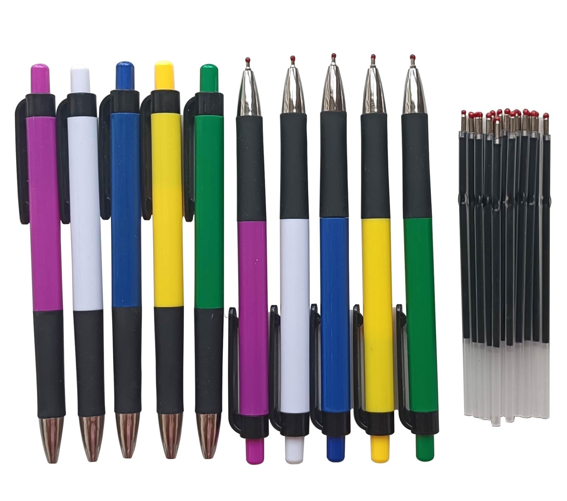 Twokiln Ballpoint Pens & Pen Refills,0.7mm Ballpoint Pen Refills, Blue Ink, 10 Pens With 20 Refills，Value-for-Money Set(Blue Pen & Refill).