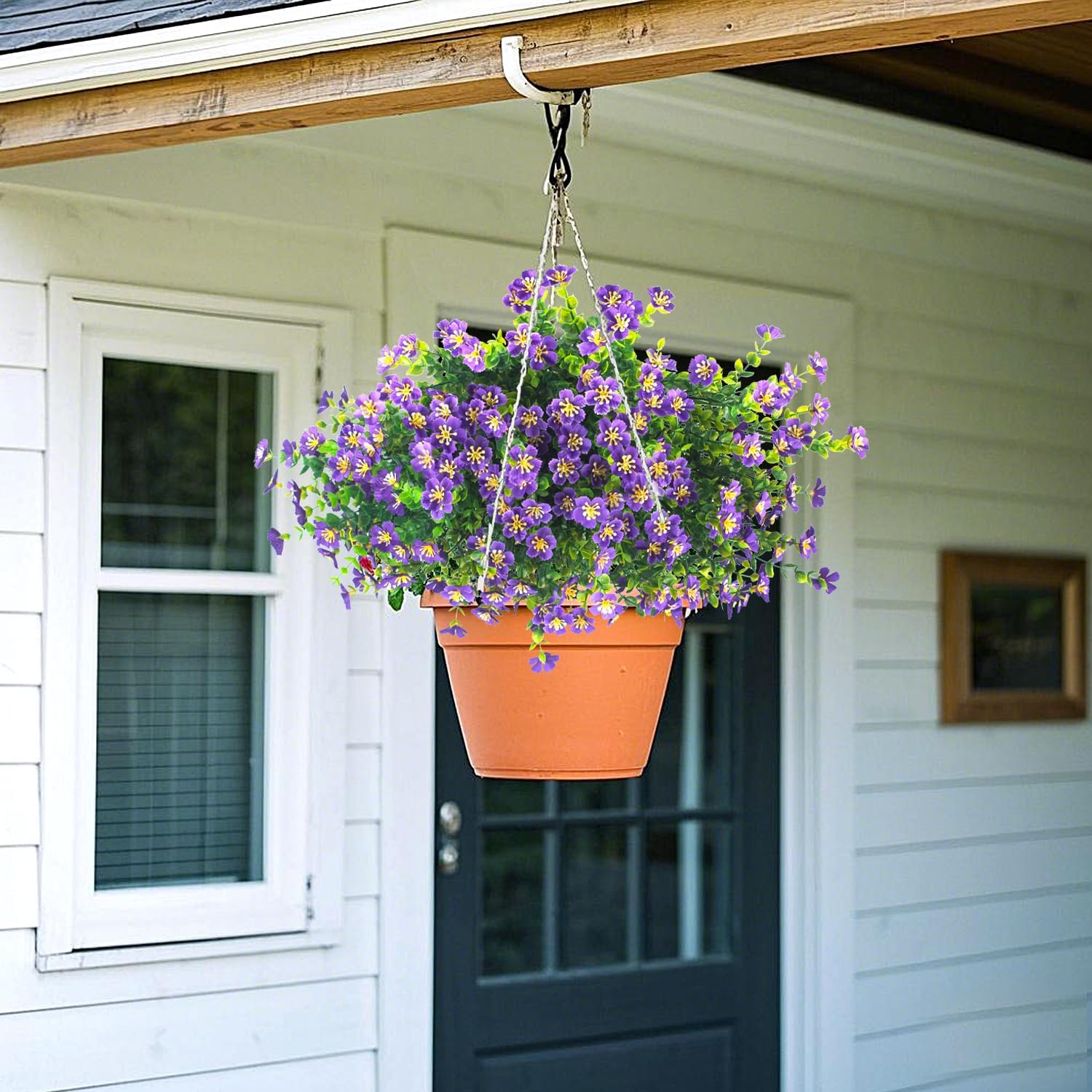 Outdoor Artificial Flowers UV Resistant & Fade Proof, 12 Pack Realistic Fake Flowers for Garden, Patio, Lawn Decor - Weatherproof Plastic Plants (Purple) - Image 4