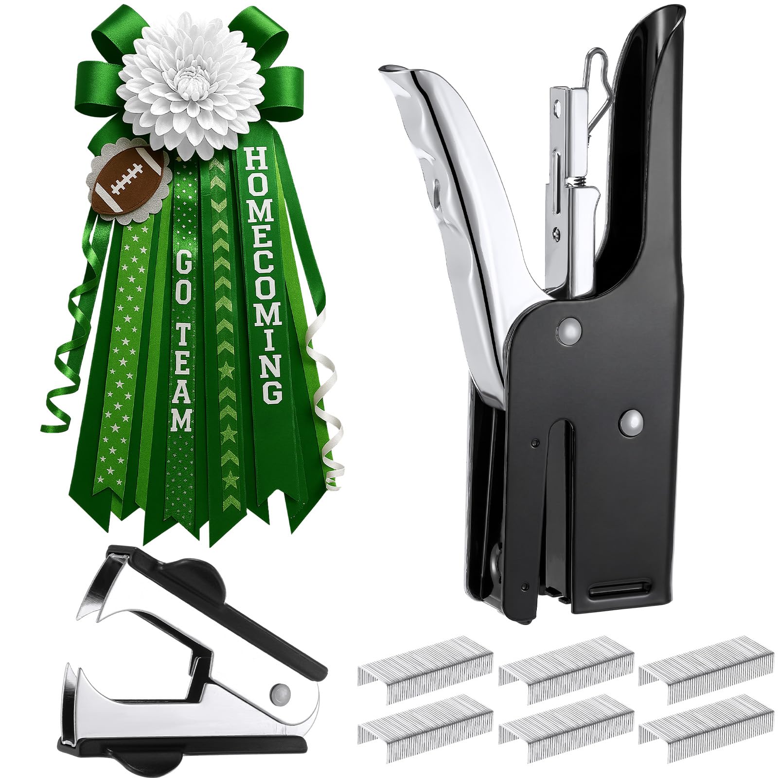 Homecoming Mum Supplies, Stapler with 1000 Staples and Remover, Black