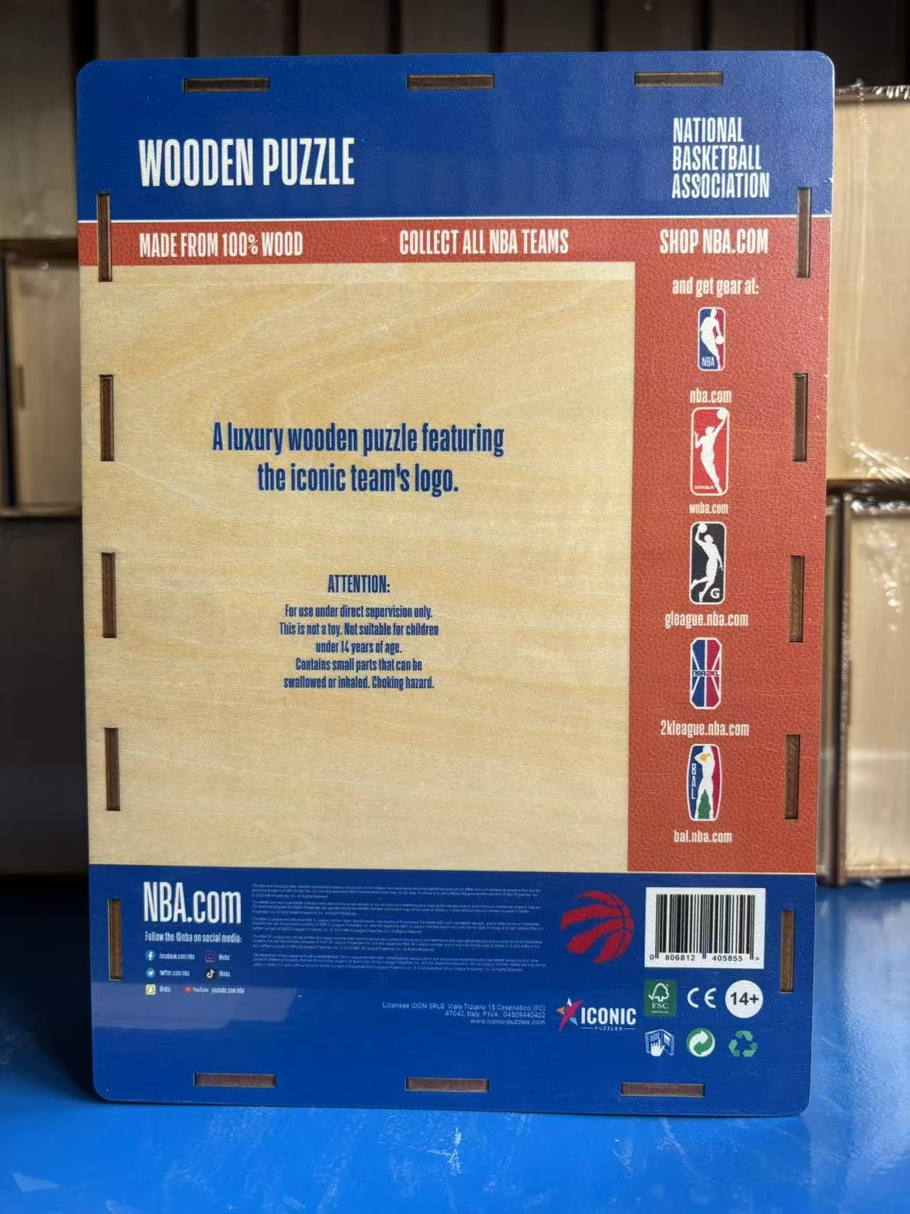 Iconic Puzzles -NBA Drewniane puzzle, wielokolorowe, L, 500 sztuk, TorontoRaptors-L