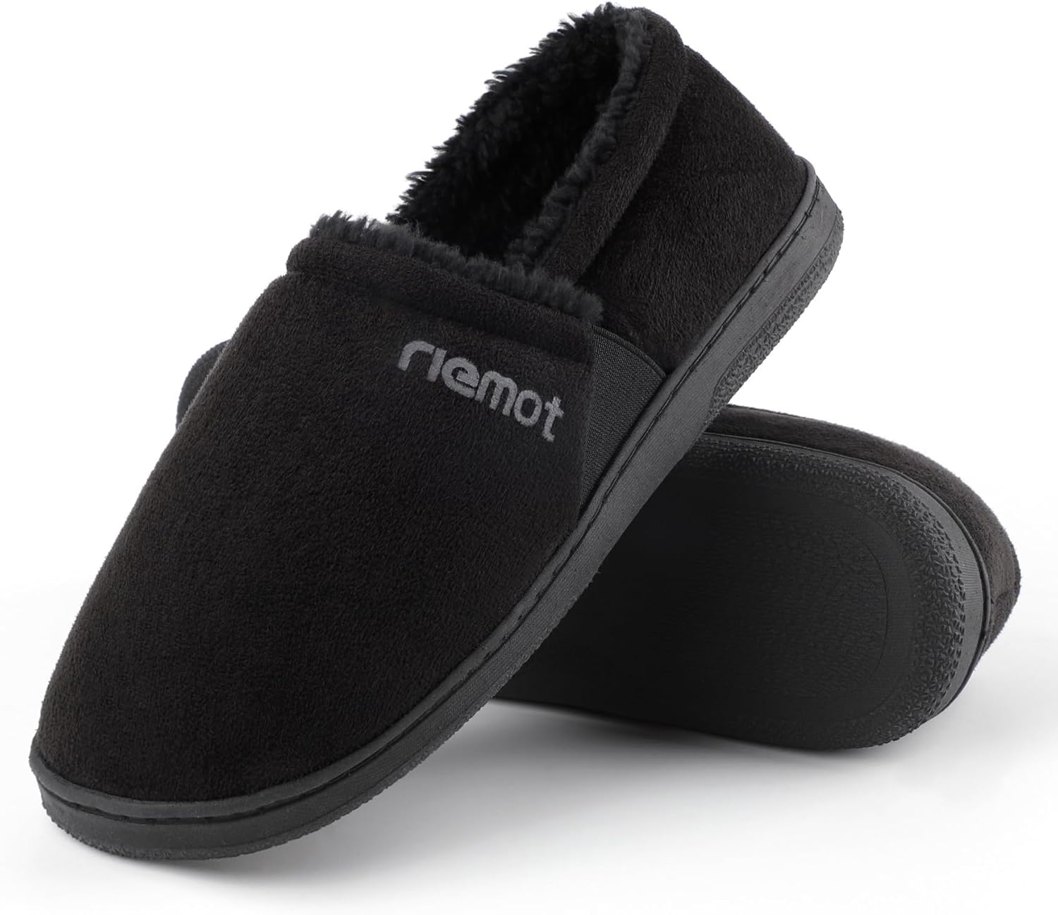 riemot Mens Moccasin Slippers Winter Soft Memory Foam House Shoes Warm Slip on Microsuede Slippers Indoor Outdoor with Fluffy Lining US6-14