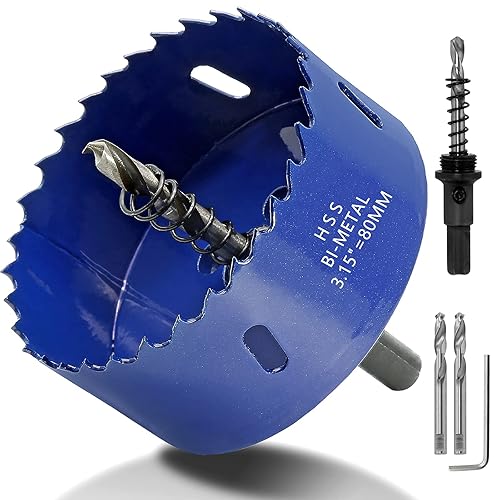 Vista 174 de Luomorgo - Sierra perforadora de 4 pulgadas/100 mm, acero de alta velocidad, profundidad de corte 1 1/4 pulgadas, adaptador de broca hexagonal