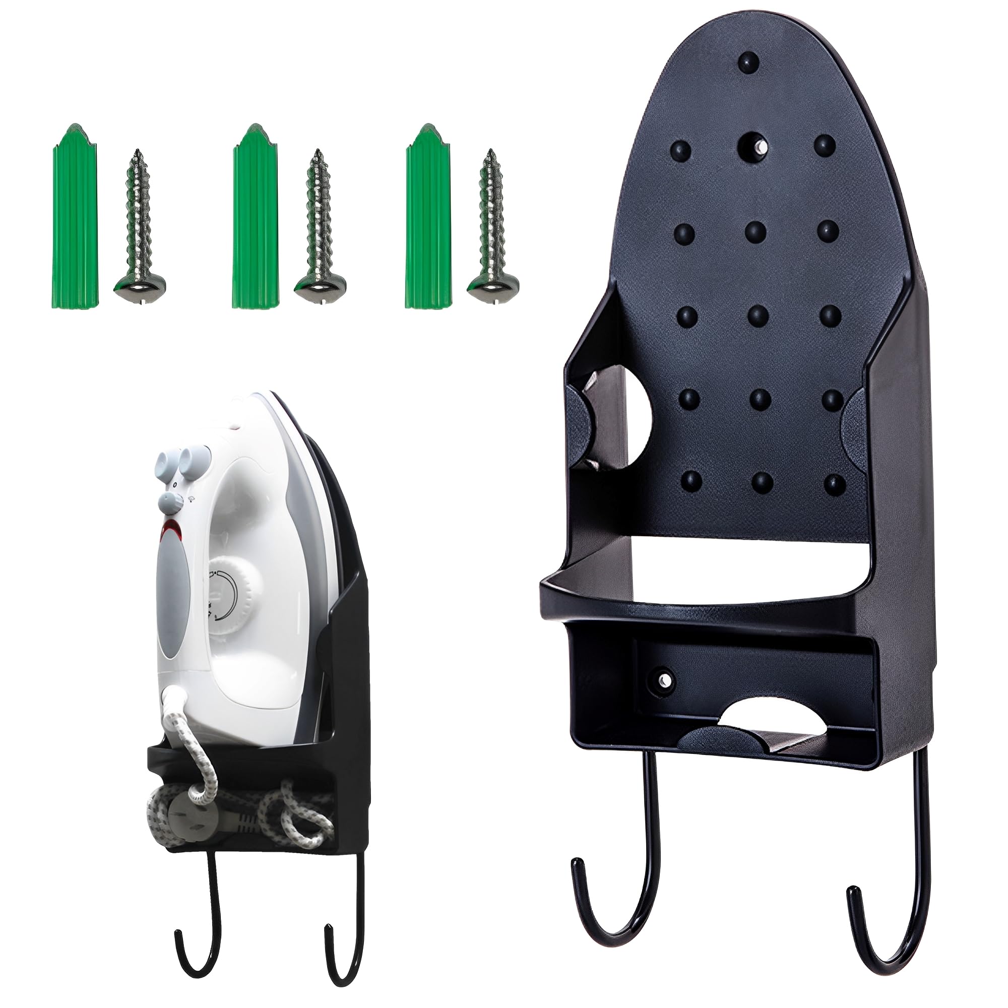 Poggia Ferro da Stiro Parete, Supporto per Asse da Stiro a Parete, Supporto in Ferro da Stiro, Organizzatore per la Conservazione Dell'asse da Stiro per Lavanderia, Hotel, Casa, Nero