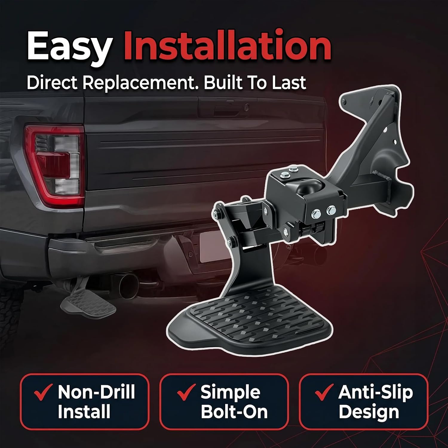 82216597AC Upgraded Rear Bed Step Retractable Truck Tailgate Bumper Step Compatible with Dodge Ram 1500 2024 2025 2026, 68582251AB, 68582251AA