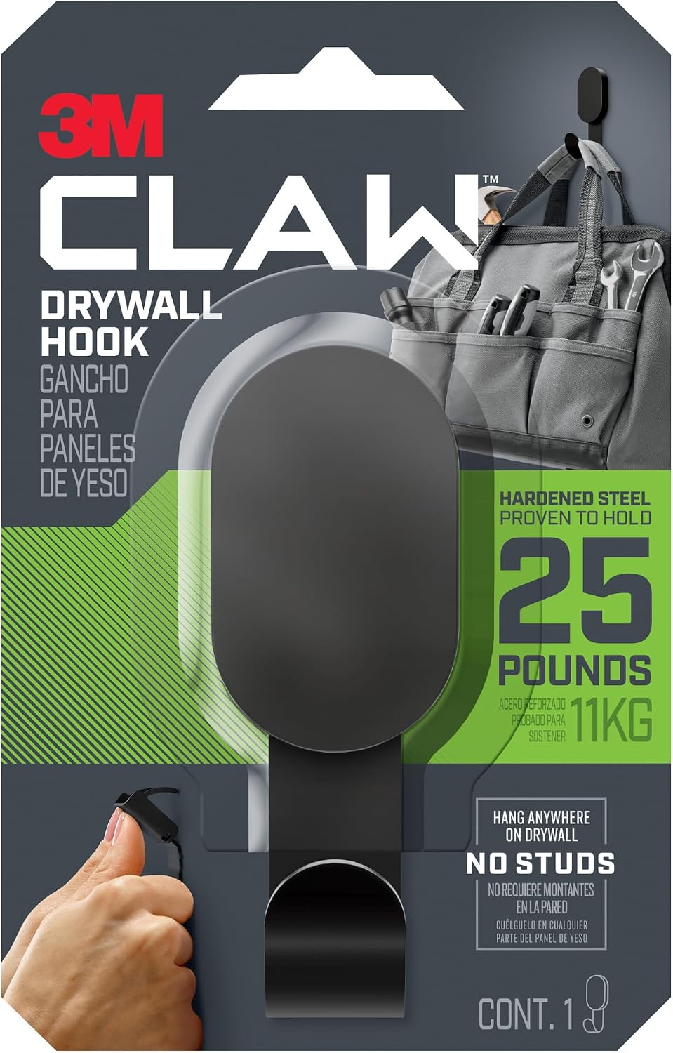 3M Claw 25 Lb. Black Drywall Hook - 1 Each
