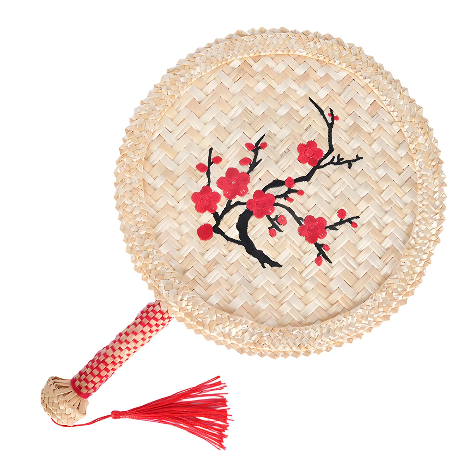 Buxuaaaa Plum Bossom Embroidered Wheat Straws Handheld Fan Wheat Straws Texture Great For Warmest Season Breezeing And Cultural Display Ancient Fashion Refrigerating Fan