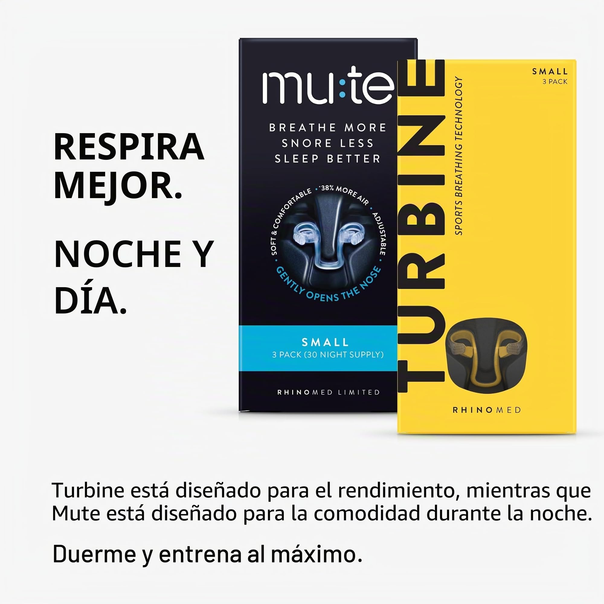 RhinoMed Turbine Lote de 3 Pinza nasales de Ayuda a la respiración, Pack básico