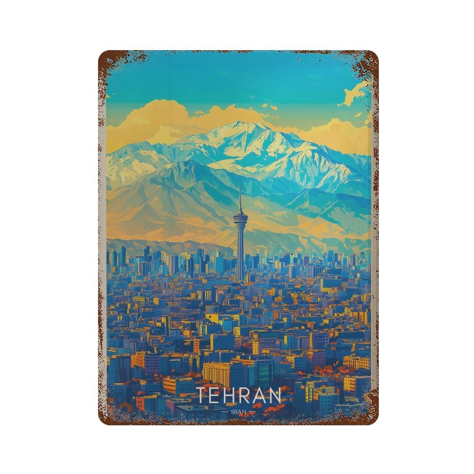 xiaoxiaoshen Tehran Travel Iran Middle East Decor Wall Decor Art Metal Tin Poster Modern Home Decor Art Home Bar Shop Decorations Vintage Sign 40x30cm