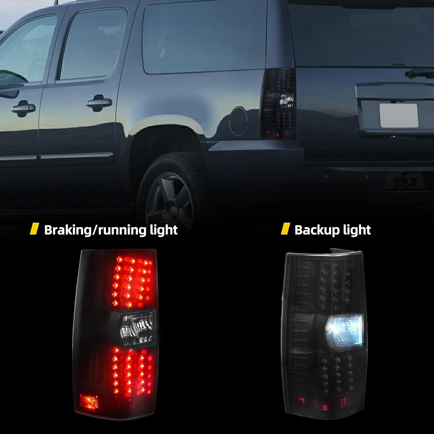 DWVO LED Tail Light Assembly Compatible with Chevy Tahoe Chevrolet Suburban 2007 2008 2009 2010 2011 2012 2013 2014 Taillights Replacement Tail Lamps