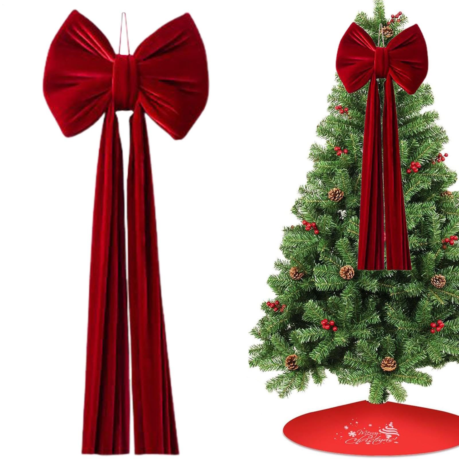 Riesige Schleife Für Weihnachtsbaum Vorgebundene Große Wiederverwendbare | Riesige Weihnachtsschleife Für Baum Für Außenbereich Innenbereich Vorderseite Treppe Hintergrund Zuhause Feiertag He