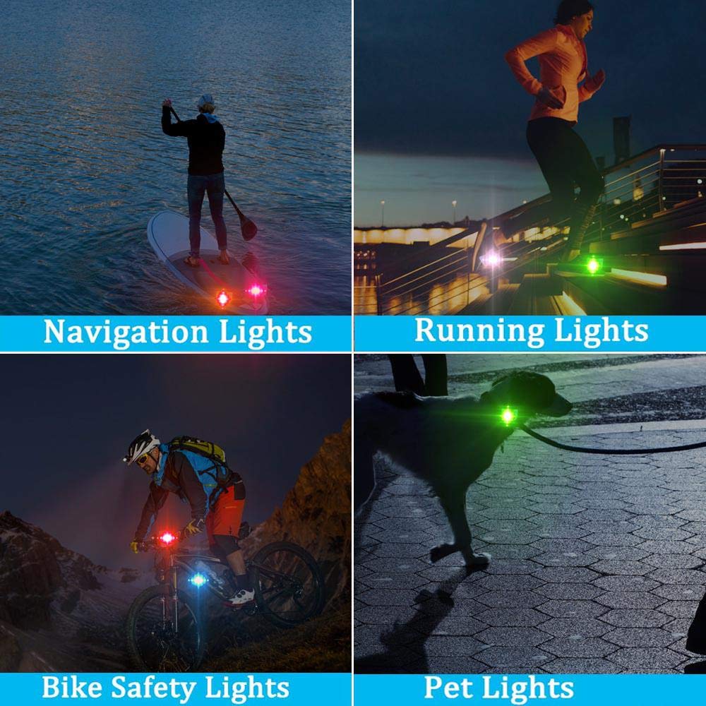 Womdee, 2 luci a LED per Navigazione Marina, luci di Sicurezza notturne con 3 modalità, luci di riserva a energia per Barca, Kayak, Fiocco, Bici, Animali Domestici, Batteria Inclusa, Verde e Rosso