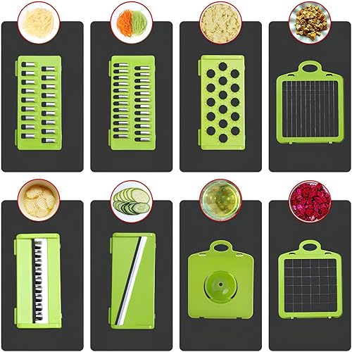 Miniatura 2 de Cortador de verduras, cortador de verduras 15 en 1 con 8 cuchillas, cortador de verduras de gran capacidad para papa, tomate, pepino, zanahoria,