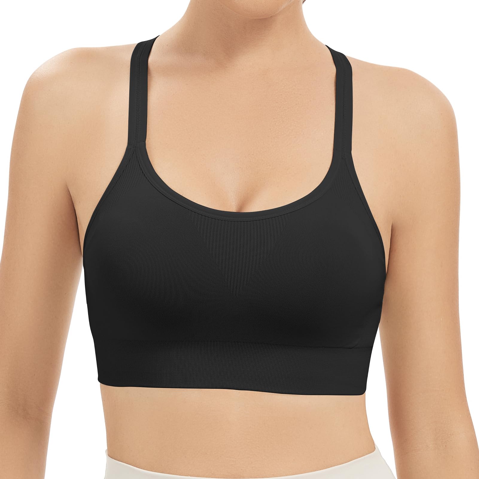 Comfyin Racerback Sports Bras for Women Unpadded Workout Bralette Seamless Yoga Gym Fitness Top