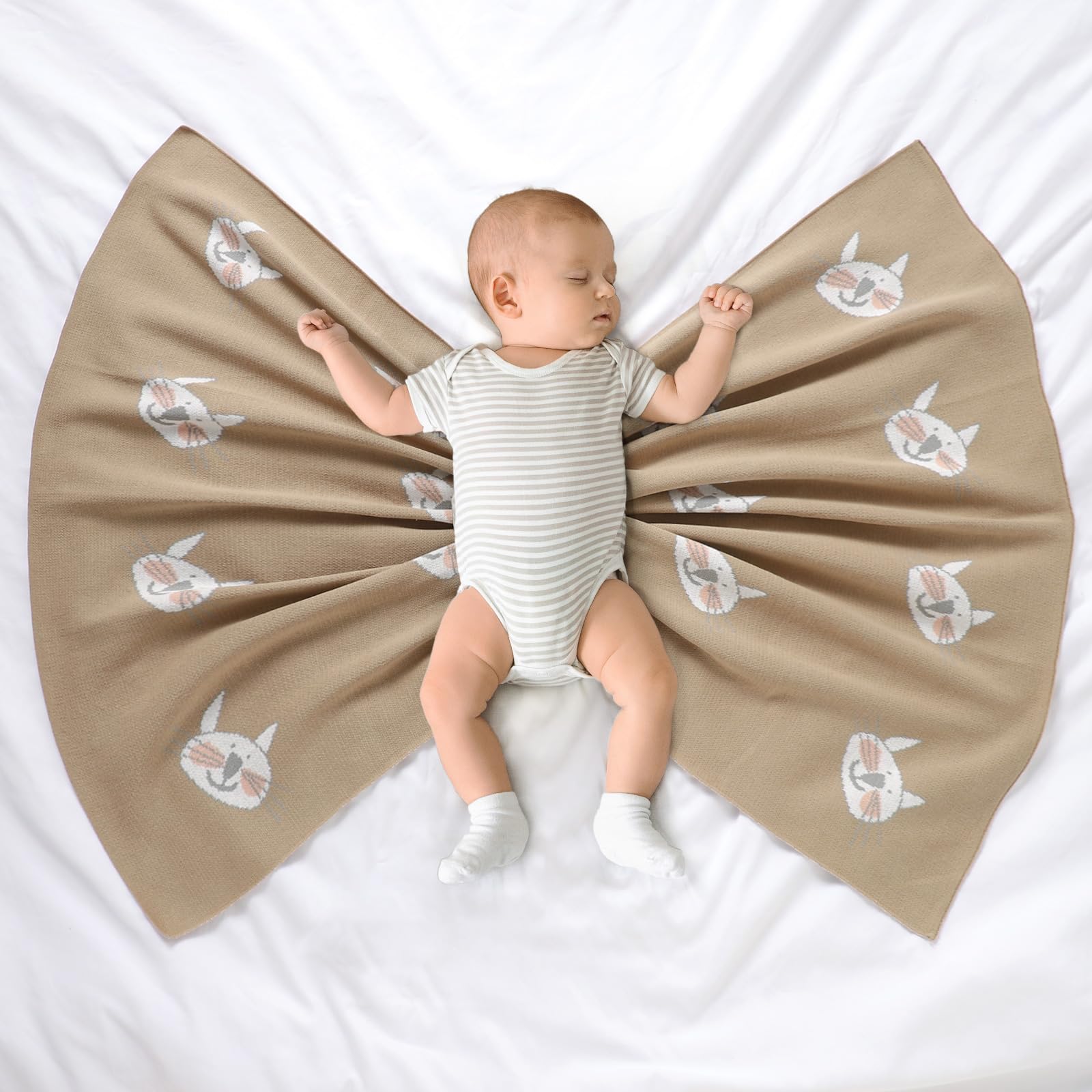 Hadetoto Baby Blanket for Newborn Soft Cozy Knitted Cotton Blankets Baby Essentials Gifts for Newborn Girl Boy 100 x 80cm - Image 3