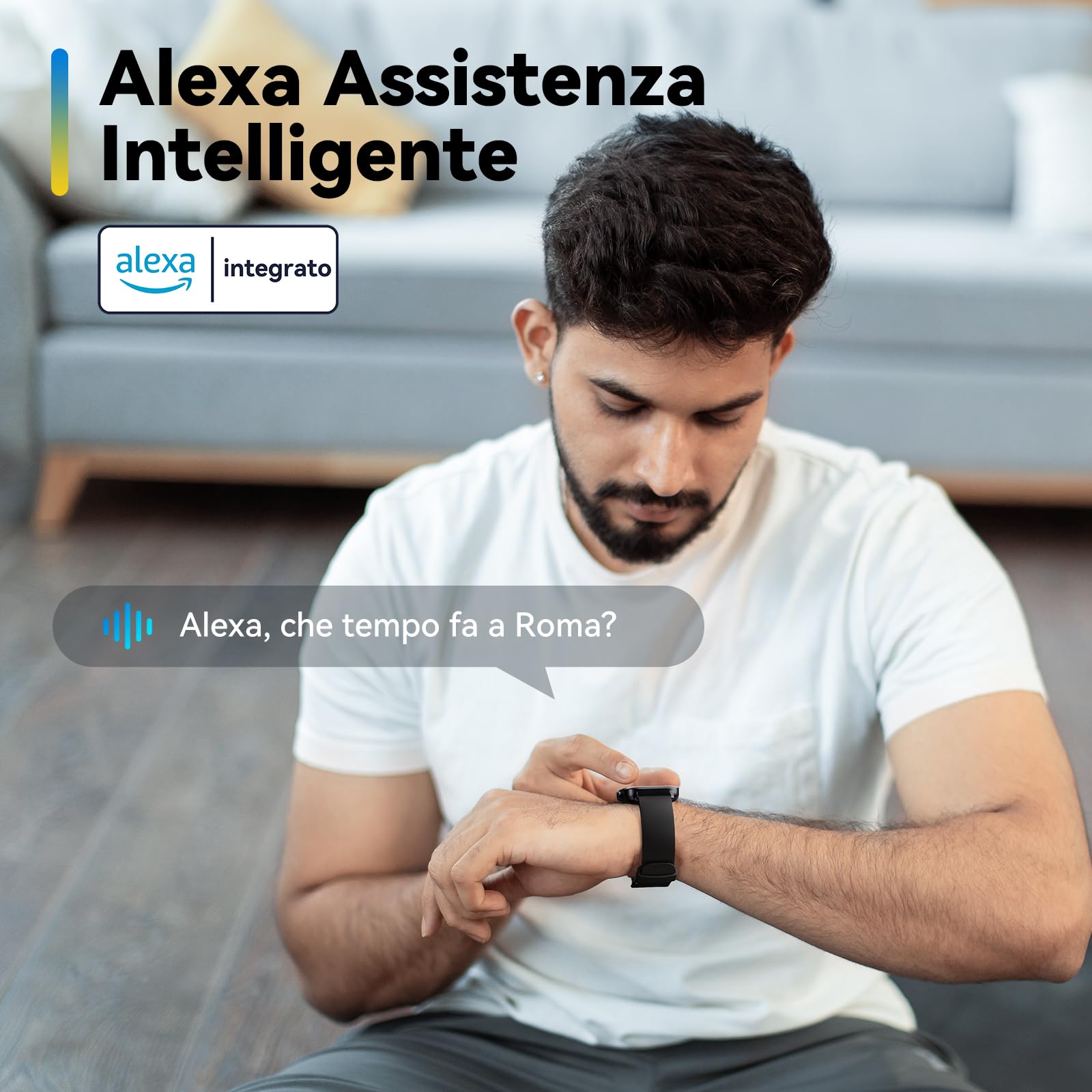 Smartwatch con Alexa Integrato (Effettua/Risposta Chiamate), 1.8" Schermo Smartwatch Monitor del 24H Cardiofrequenzimetro/SpO2/Sonno, Impermeabile 5ATM, 110 Modalità Sport, Contapassi per IOS/Android