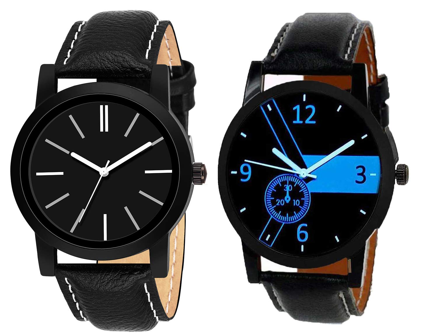Glamexy Analogue Mens Watch (Multicolored Dial Black Colored Strap) (Pack of 2) (B07HH8QHSJ) Amazon Price History, Amazon Price Tracker