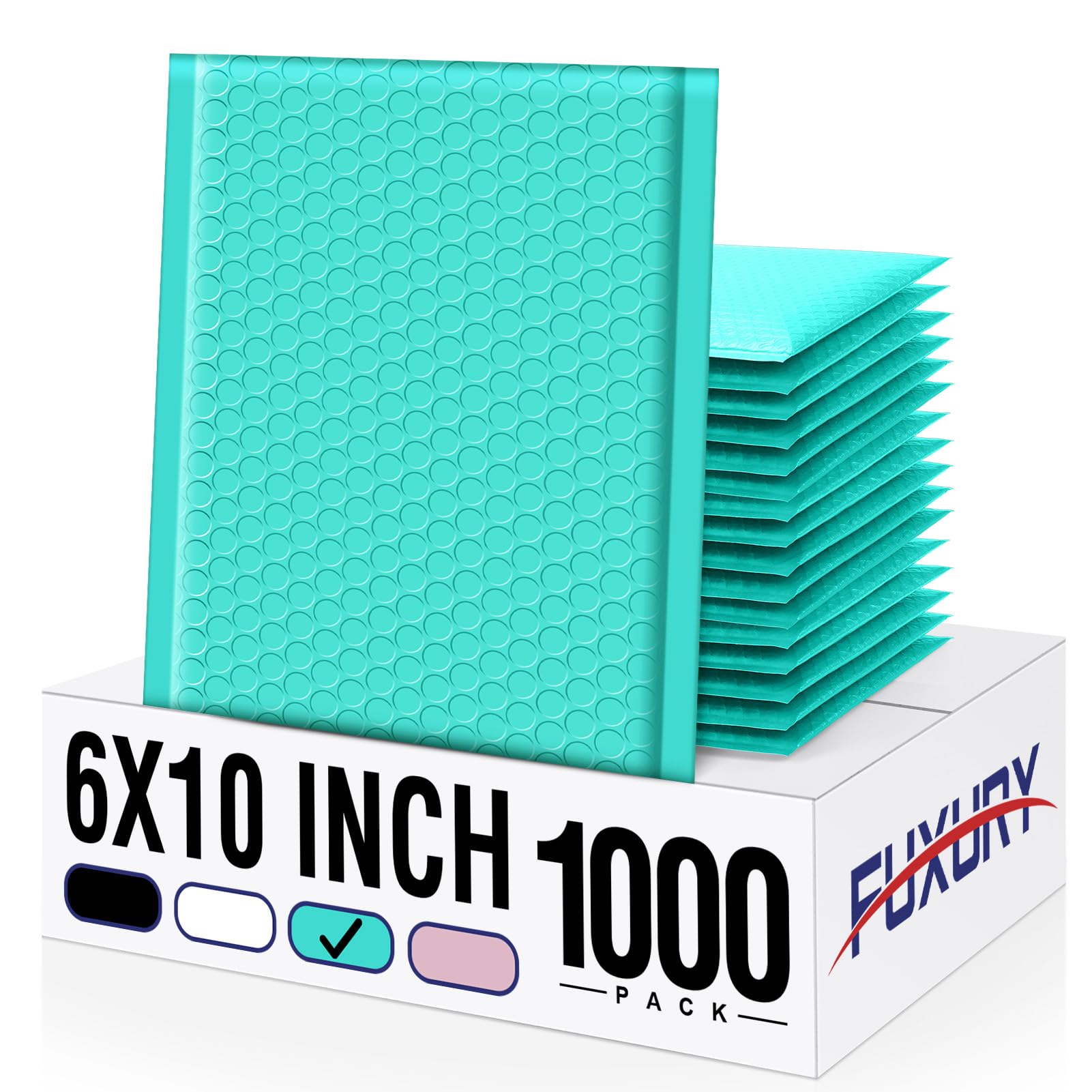 Fuxury Bubble Mailers 6x10" Teal Padded Envelopes 1000Pack